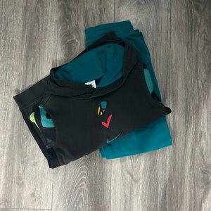 Nike Black and Teal Activewear Set